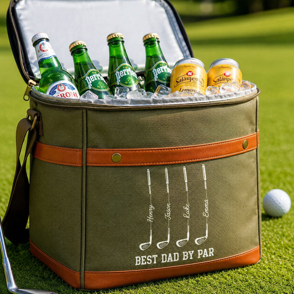 Father's Day Gifts, Best Dad By Par, Best Grandpa By Par - Personalized Cooler Bag | Perfect Golf Lover Gift For Dad & Grandpa