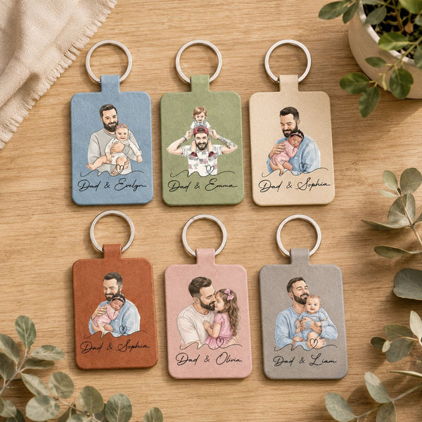 The Moment You Became My Dad Custom Photo Watercolor Father's Day Gift - Personalized Keychain | For Dad