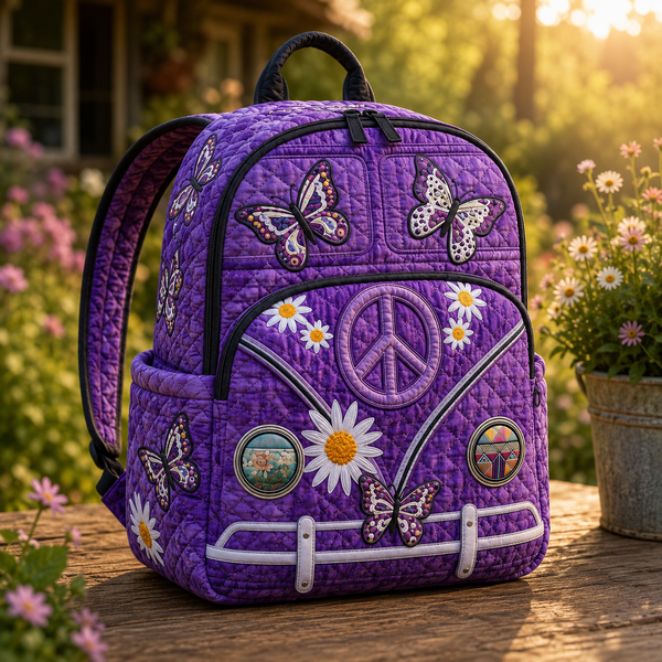 Butterfly Hippie Van Quilted Backpack LD16