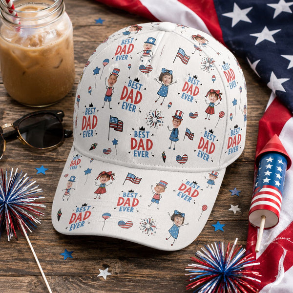 Best Dad Ever USA Flag - Personalized Cap | Patriotic Father's Day Gift