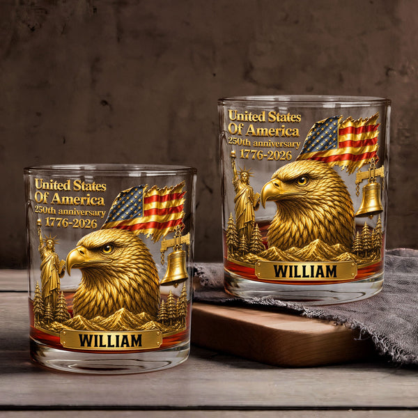 250th Anniversary - Personalized Whiskey Glass | Patriotic Bar Gift