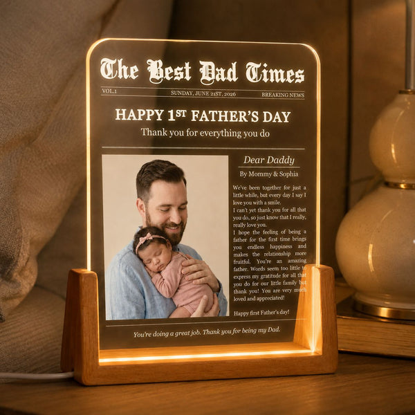 Father's Day Gifts, First Father's Day Custom Photo Gift For Dad, Husband - Personalized Night Light | Heartfelt Keepsake For New Dad