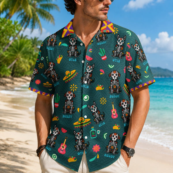 Day Of The Dead Dog Cat - Personalized Hawaiian Shirt
