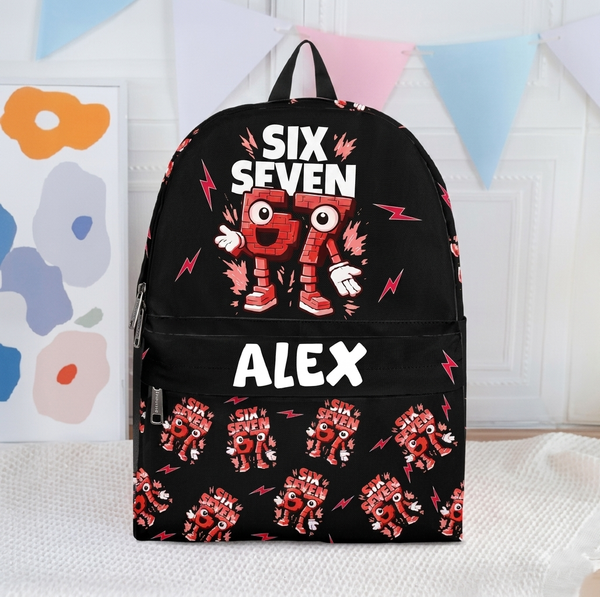 67 Brainrot Kid Gaming - Personalized Backpack | Funny Gamer School Bag