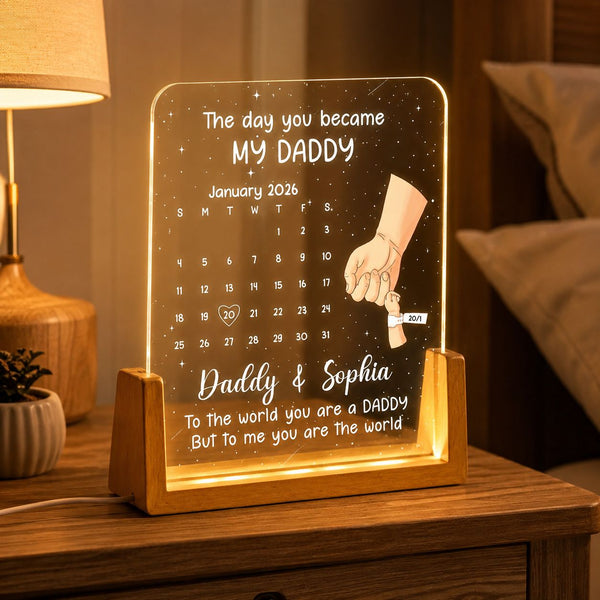 Father's Day Gifts, First Father's Day Gift - The Day You Became My Daddy - Custom Calendar - Personalized Night Light | Meaningful Gift For New Dad