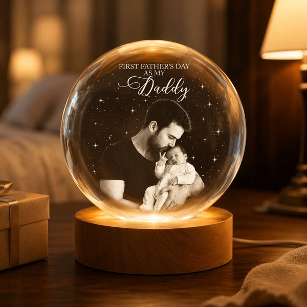 Our First Father's Day Together Custom Photo, For New Dad - Personalized Night Light