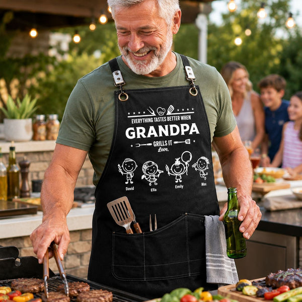 Everything Tastes Better When Grandpa, Dad Grills It - Personalized Apron