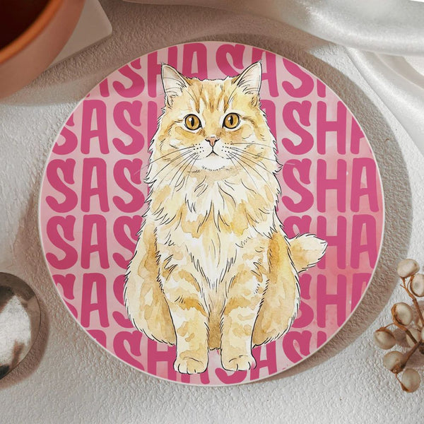 Custom Pet Portrait With Name Watercolor Art - Personalized Coaster