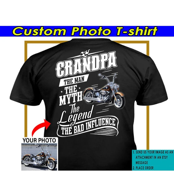 Funny Personalized Motorcycle T-Shirt – Cool Gift for Biker Grandpa, Custom Touring Bagger Bike Tee - PSMN2DTS000023