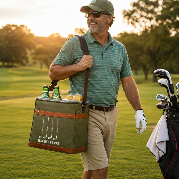 Father's Day Gifts, Best Dad By Par, Best Grandpa By Par - Personalized Cooler Bag | Perfect Golf Lover Gift For Dad & Grandpa