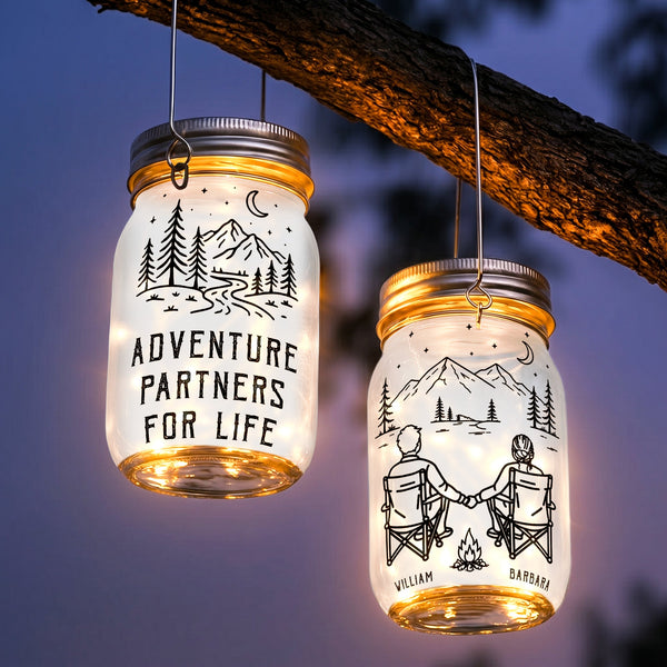 Adventure Partners For Life – Personalized Solar Mason Jar Light
