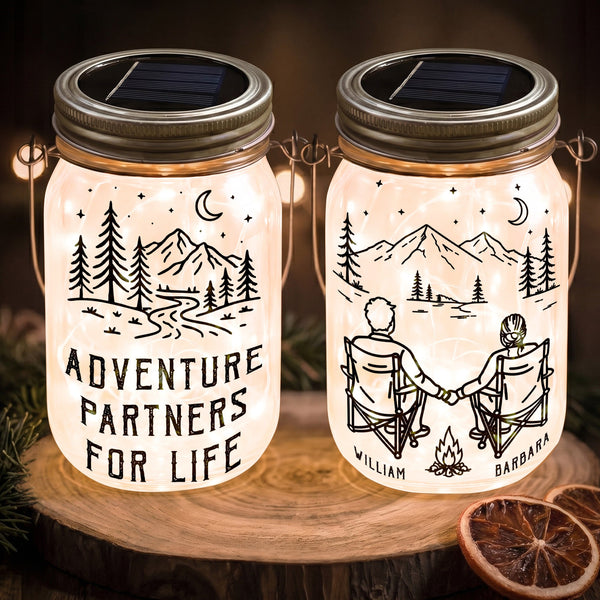 Adventure Partners For Life – Personalized Solar Mason Jar Light