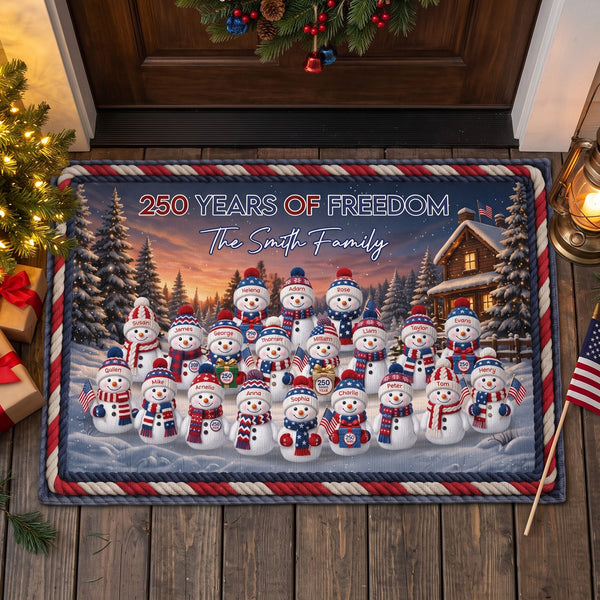Custom Family America 250th Anniversary Doormat - Christmas Holiday Gift