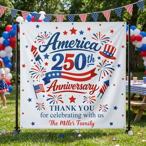 America 250Th Anniversary Thank You For Celebrating With Us - Personalized Backdrop