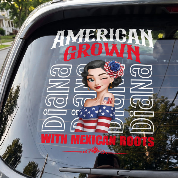 American Grown With Mexican Puerto Rican Cuban Hispanic Roots - Personalized Decal