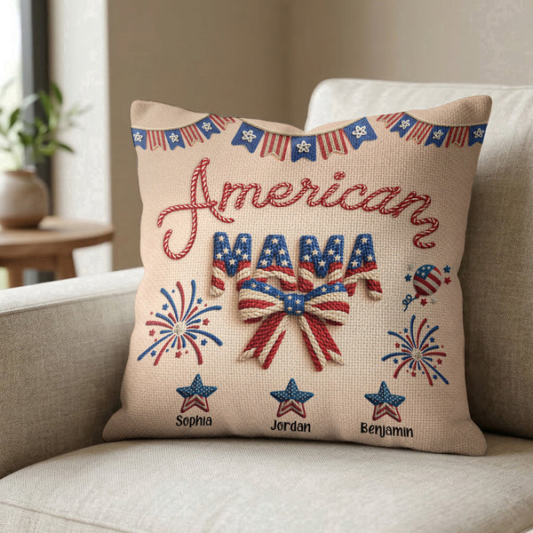 American Mama Grandma 250th Birthday USA Faux Pattern - Personalized Pillow Cover