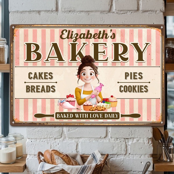 Baked With Love - Personalized Metal Sign