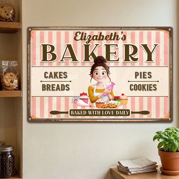 Baked With Love - Personalized Metal Sign