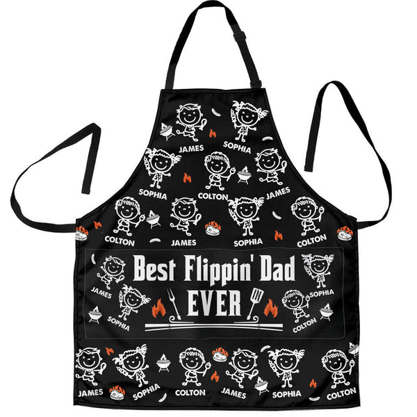 Best Flippin Dad Ever - Father's Day Gifts For Dad, Papa - With Funny Kids' Faces - Personalized Apron