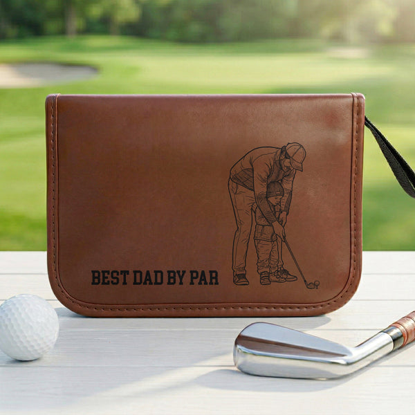 Best Dad By Par Custom Photo Sketch Line Art - Personalized Golf Bag