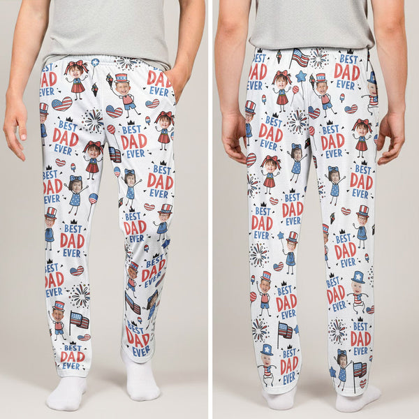 Best Dad Ever USA Flag - Personalized Lounge Pants | Cozy Father’s Day Gift For Dad & Husband