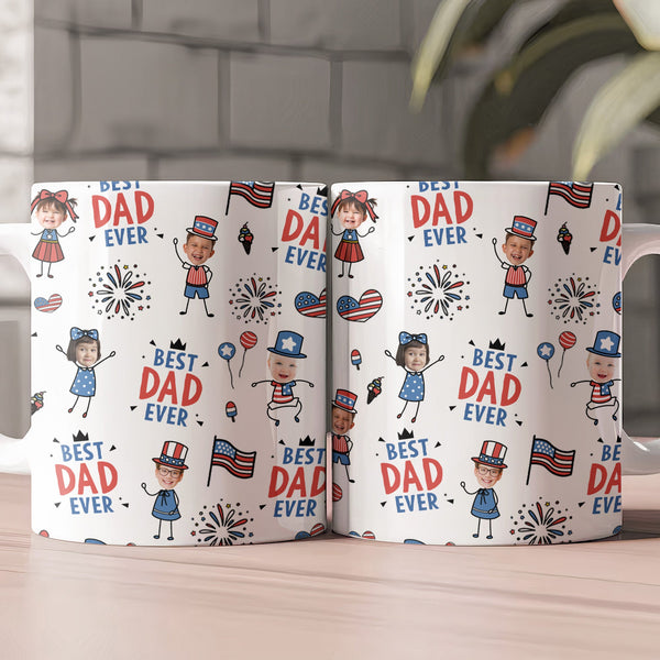 Best Dad Ever USA Flag - Personalized Mug | Patriotic Father’s Day Gift For Dad & Grandpa