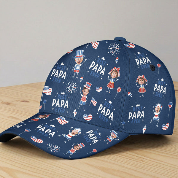 Best Dad Ever USA Flag - Personalized Cap | Patriotic Father's Day Gift