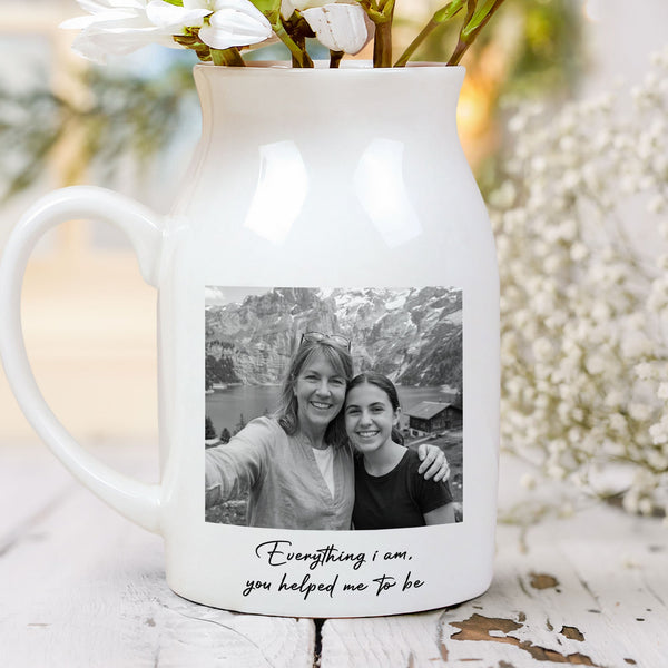 Custom Vintage Photo Mom And Children - Thank You Gifts For Mom - Personalized Vase