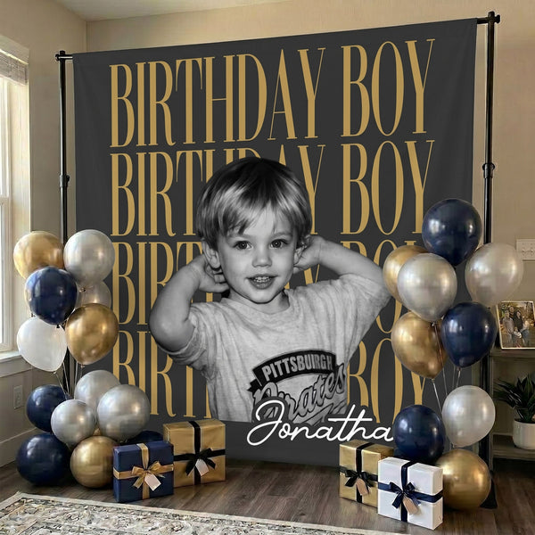 Personalized Childhood Photo Birthday Backdrop – Custom Face Party Decoration Banner