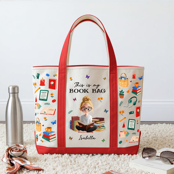 Book Bag, Reader Bag For Girl, Woman - Personalized Tote Bag
