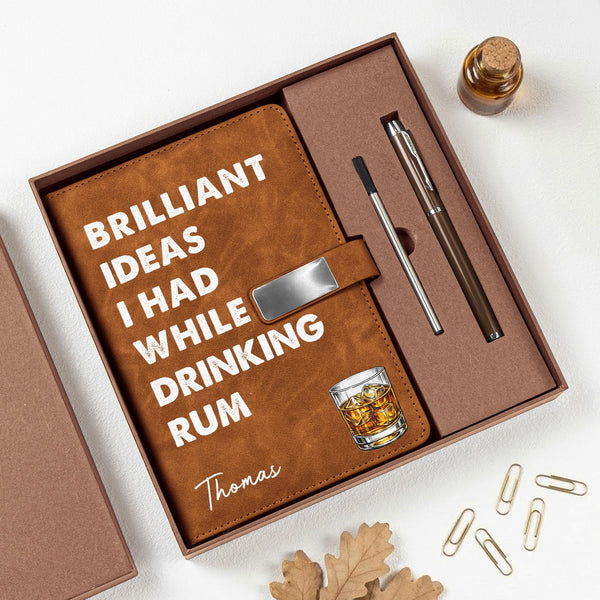 Brilliant Ideas I Had While Drinking Bourbon, Wine, Whiskey, Custom Drink - Personalized Notebook Set