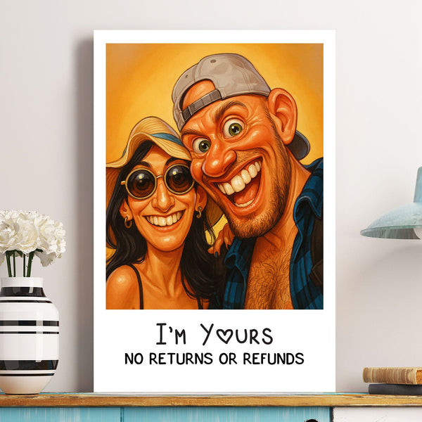 Caricature Wall Art Custom Couple Cartoon - Personalized Photo Poster