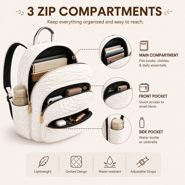 Bichon Frise Mountain Quilted Backpack With Three Zippers LD13
