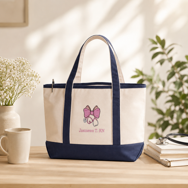 Personalized Nurse Embroidary Tote Bag QH09