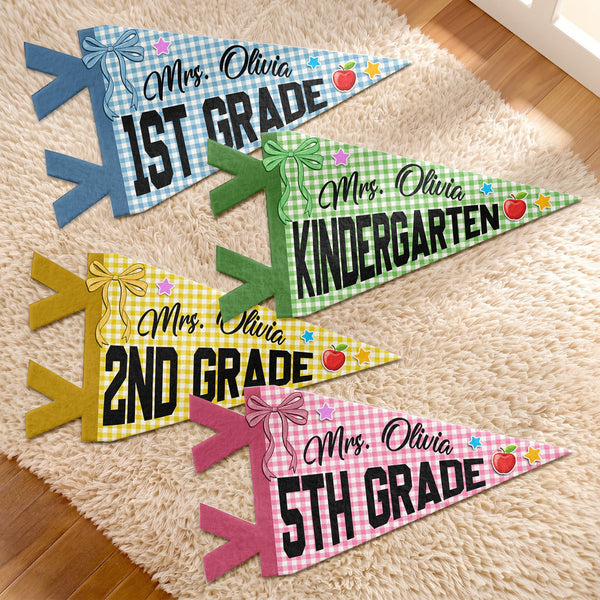 Colors Custom Grade & Name Teacher - Personalized Pennant