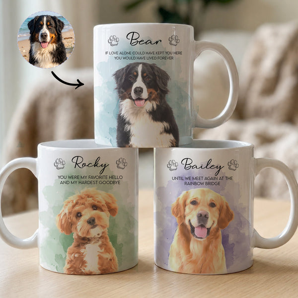 Custom Watercolor Pet Portrait Memorial Personalized Mug