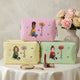 Custom Birth Flower, Name & Cute Character For Her - Personalized Makeup Bag | Cute Floral Gift