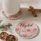 Personalized Birth Flower Ceramic Coaster - Custom Name Floral Drink Coaster, Birthday Gift For Her