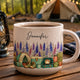 Personalized Birth Flower Pottery Mug - Custom Name Ceramic Coffee Cup, Camper Camping Gift
