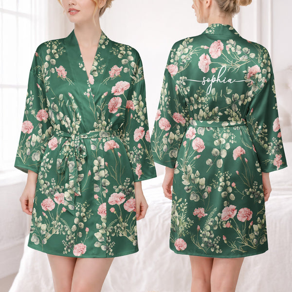 Custom Birth Flower & Names For Her, Bridesmaids, Friends, Sisters, Mom, Daughter - Personalized Robe