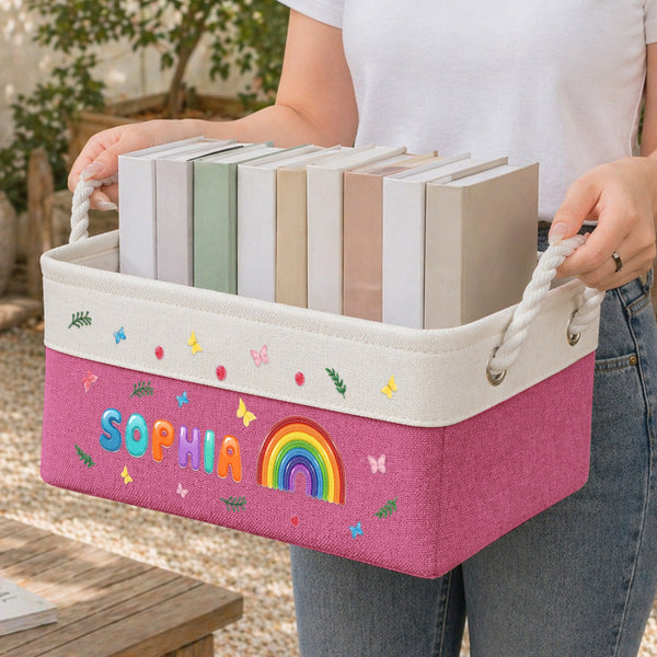 Custom Kid's Name, Rainbow Alphabet - Personalized Storage Basket