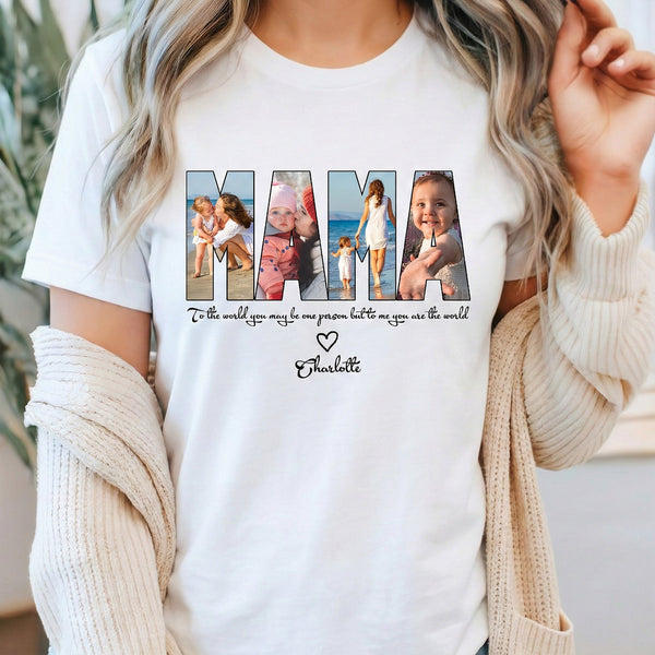 Custom MAMA Photo Shirt Gift For Mom, Wife - Personalized Photo Shirt