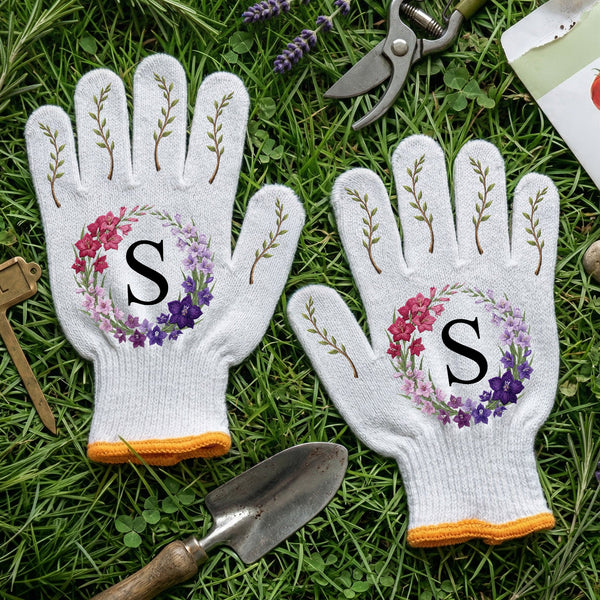 Custom Name And Birth Flower Plant Mom Gift For Her - Personalized Gardening Gloves