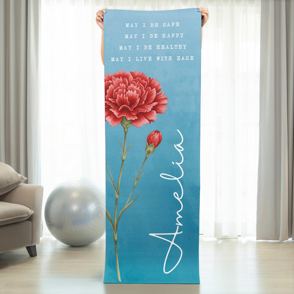 Custom Name, Birth Flower - Personalized Yoga Mat