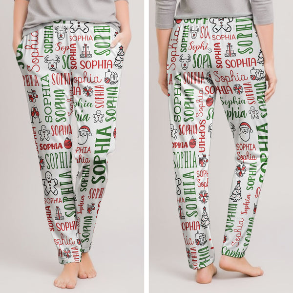 Custom Name Christmas Lounge Pants - Matching Family Holiday Pajamas