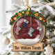Personalized Stocking Snow Globe Christmas Ornament, Custom Family Name Layered Keepsake Gift