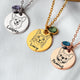 Custom Pet Portrait Line Art Memorial Gift For Dog Mom, Cat Mom - Personalized Necklace
