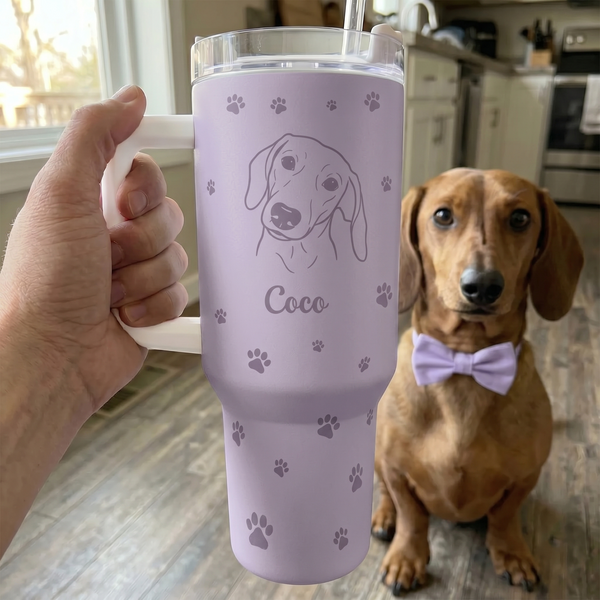 Custom Pet Portrait Line Art New Version For Dog Mom, Cat Mom - Personalized 40oz Tumbler