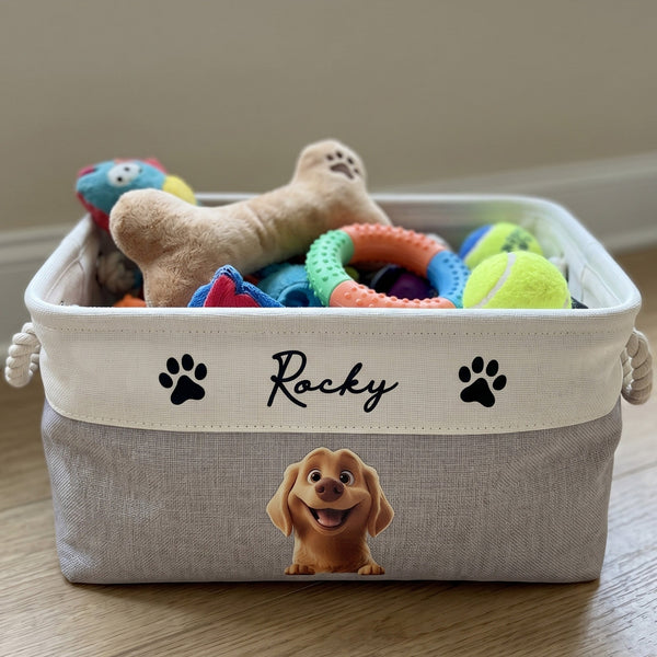 Custom Pets For Dog Lovers, Cat Lovers - Personalized Storage Basket | Cute Pet Lover Gift