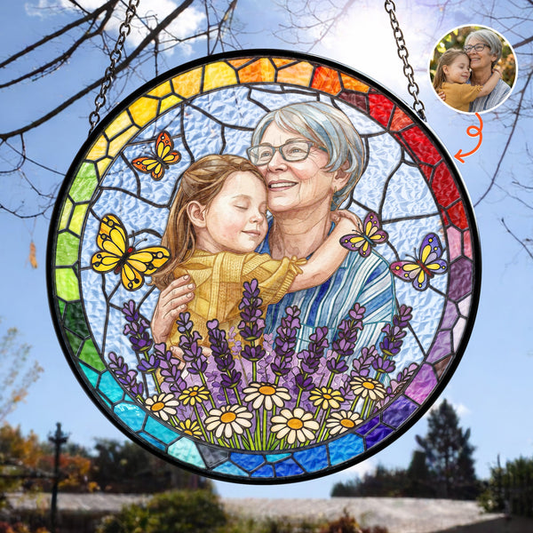 Mother's Day Gifts, Custom Photo Portrait Stained Glass Gift For Mom, Wife, Grandma - Personalized Window Hanging Suncatcher